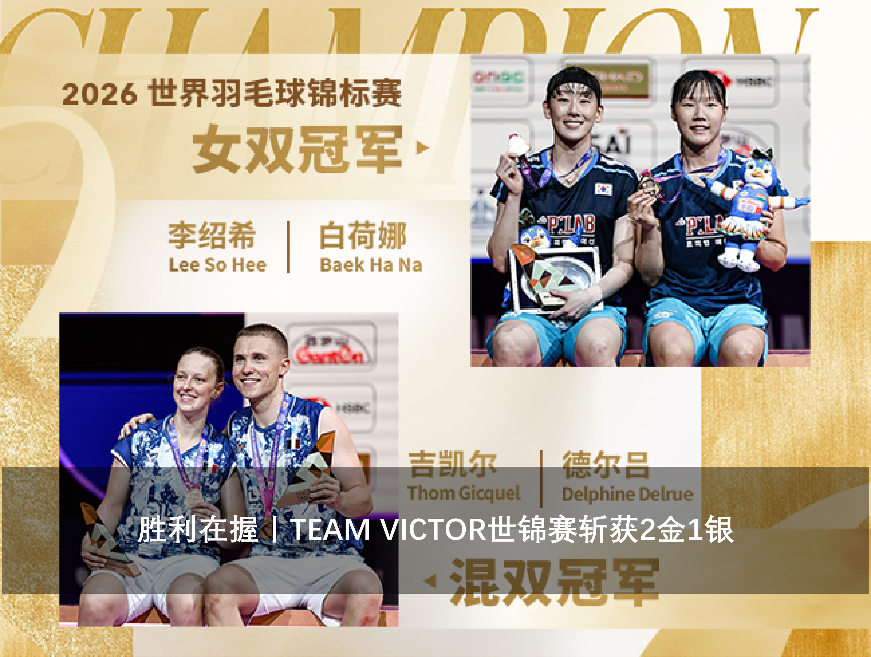 胜利在握丨TEAM VICTOR世锦赛斩获2金1银